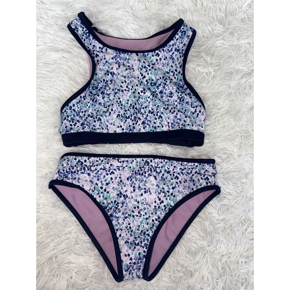Eddie Bauer Girls Sz. 7/8 Two Pc. Blue, Purple Design Tankini. Cute, Exc. Qual